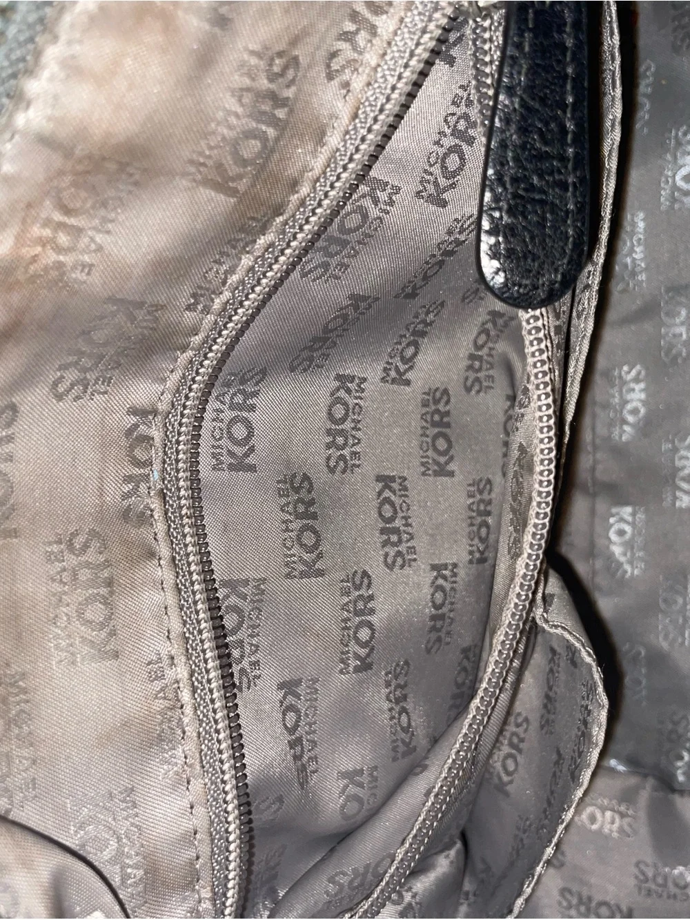 Michael Kors Gray Pebbled Leather Satchel with Black Trim and MK Logo